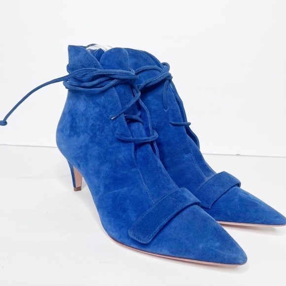 NWOT Derek Lam Baden Booties Blue Suede Size 38.5 Spring 2016 - Picture 1 of 7